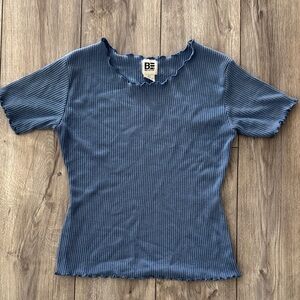 Basic Editions Women's Short Sleeve Blue Top